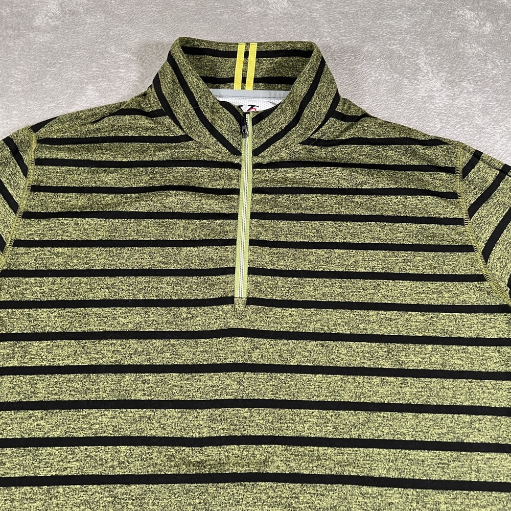 Robert Graham Pullover Mens Large Green Black‎ Striped 1/4 Zip Performance Golf